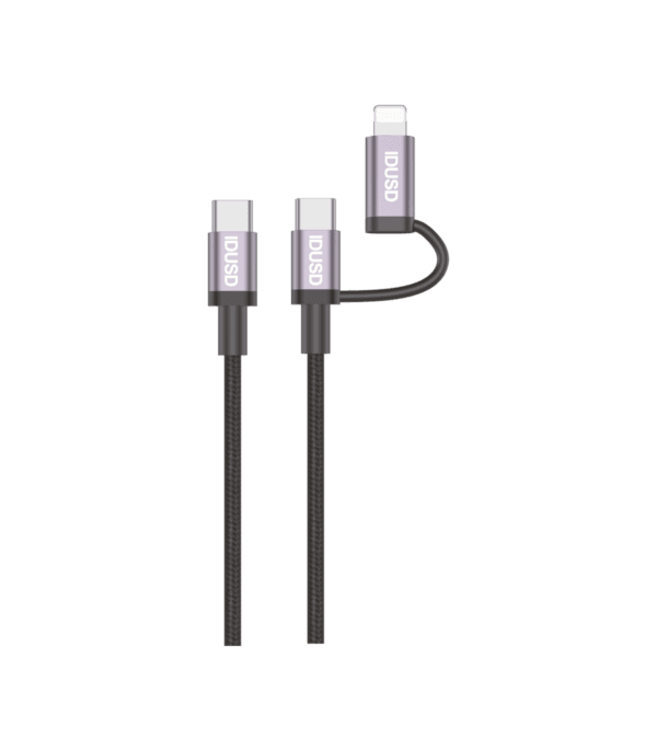 1.2M Aluminum Nylon PD Carga Rápida Cable – 2-in-1 | Duradero & Efficient - C03A-Negro - Imagen 6