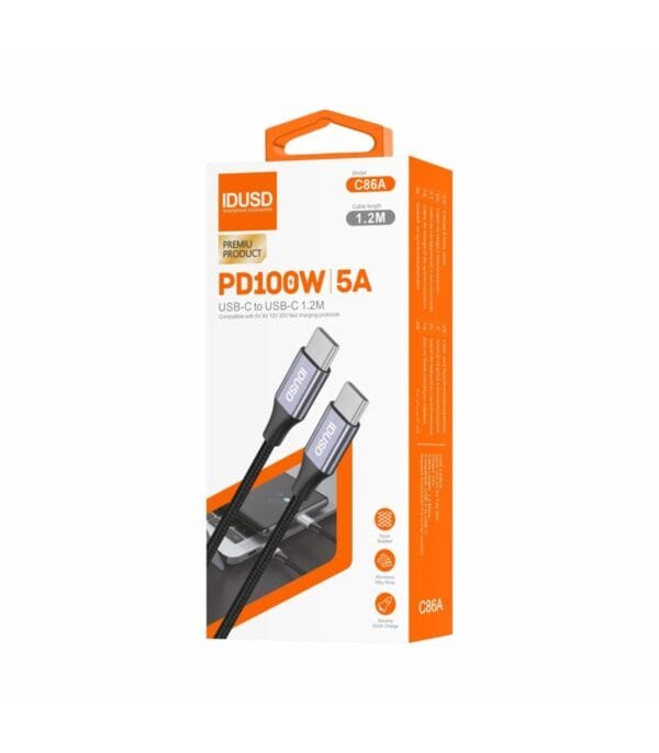 1.2M Nylon PD USB-C to USB-C Cable – 5A Carga Rápida, Duradero & High-Performance - C86A - Imagen 5