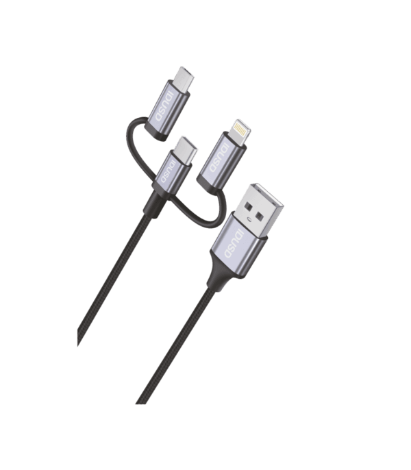 1.2M USB 3-in-1 Aluminum Nylon Cable - C01A | Duradero, Fast & Universal Charging-Negro - Imagen 7