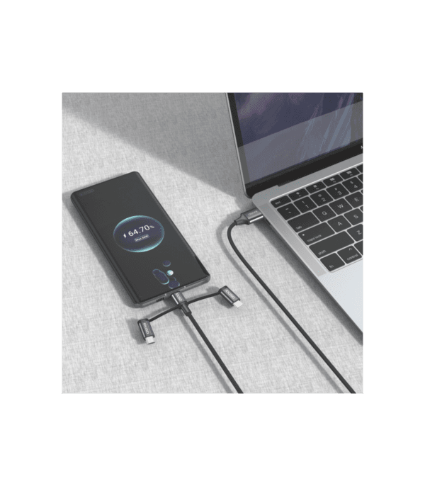 1.2M USB 3-in-1 Aluminum Nylon Cable - C01A | Duradero, Fast & Universal Charging-Negro - Imagen 8