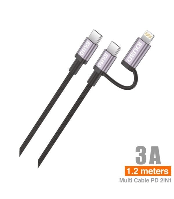 1.2M Aluminum Nylon PD Carga Rápida Cable – 2-in-1 | Duradero & Efficient - C03A-Negro