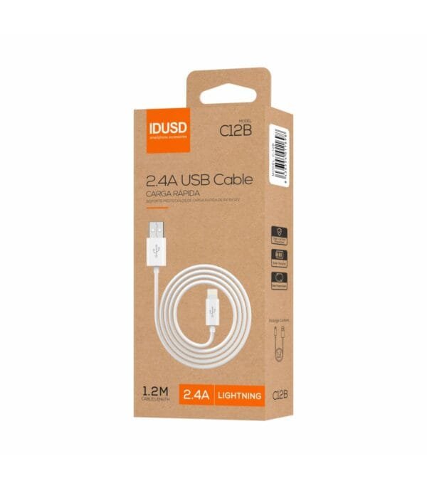 ECO Lightning Cable 1.2M 2.4A – Carga Rápida & Eco-Friendly Design 🌱⚡-Blanco - Imagen 4