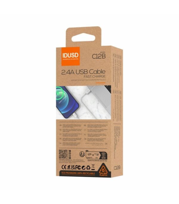 ECO Lightning Cable 1.2M 2.4A – Carga Rápida & Eco-Friendly Design 🌱⚡-Blanco - Imagen 5