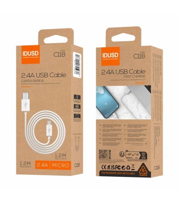 ECO 1.2M Micro USB Cable 2.4A - C11B-Blanco - Imagen 3