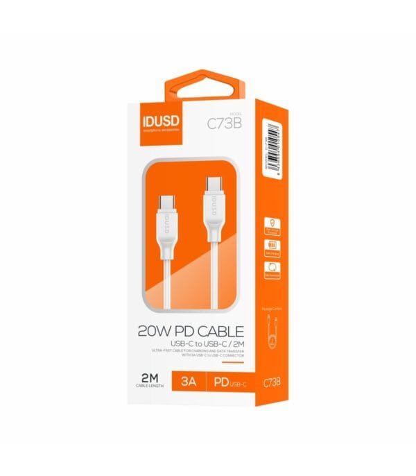 PD USB-C to USB-C Cable 3A 2M, Alta Velocidad Carga Rápida and Data Transfer - C73B-white - Imagen 3