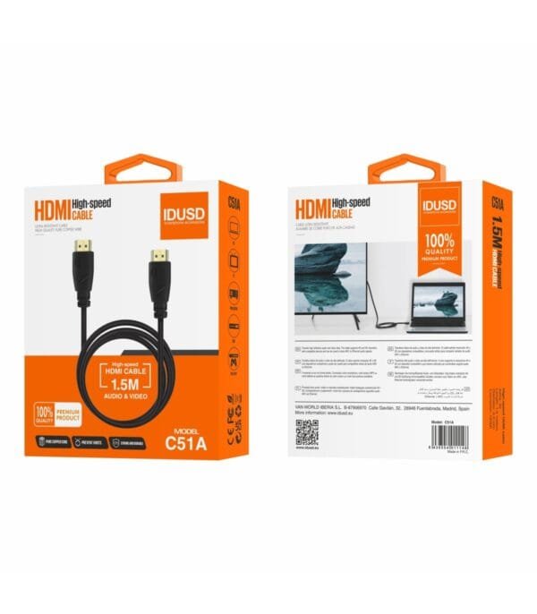 Alta Velocidad HDMI Cable 1.4V (1.5M) | Full HD, 3D, ARC, Gold-Plated Connectors – C51A-Negro - Imagen 5