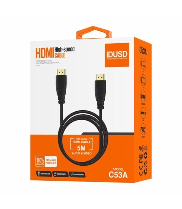 Alta Velocidad HDMI Cable | 1.4V | 5M | 1080p | 3D | 4K | HDMI to HDMI | C53A|Negro - Imagen 3