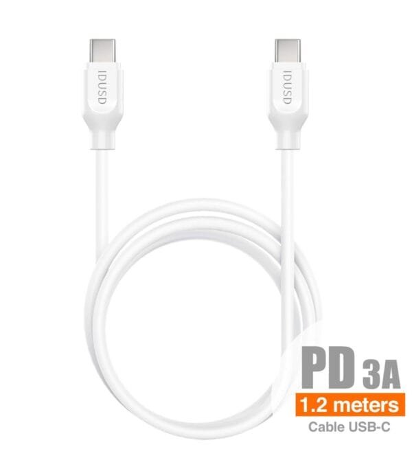 Premium PD-C to PD-C PD Carga Rápida Cable 3A, – Alta Velocidad Data & Power Delivery -C33B-Blanco