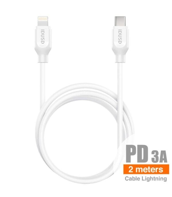 PD USB-C to Lightning Cable 3A 2M – Carga Rápida & Data Transfer | C72B-Blanco