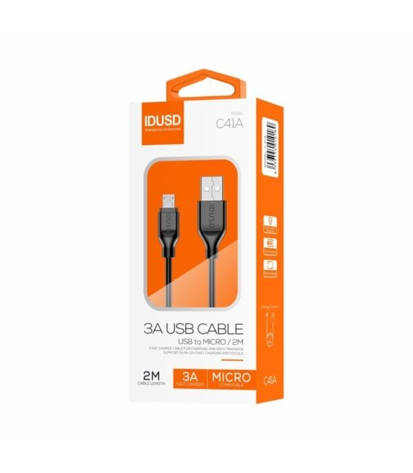 Turbo Micro-USB Cable 2M 2.4A – Ultra-Carga Rápida & Duradero Performance -C41A-Negro - Imagen 3