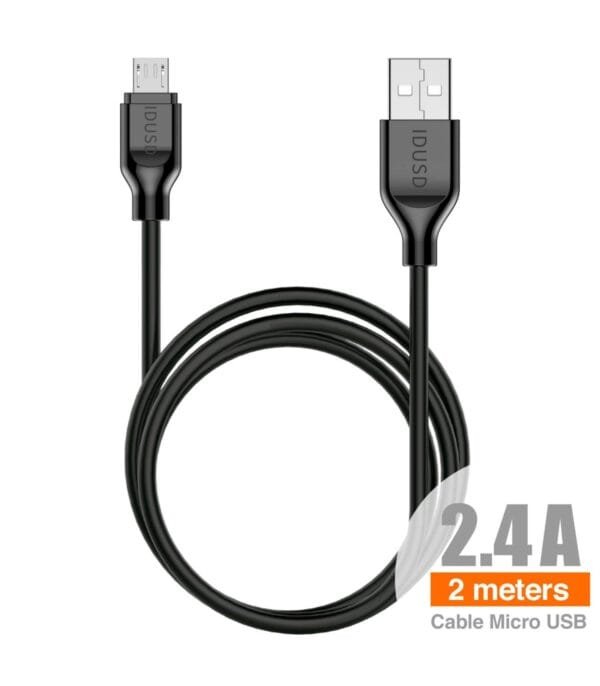 Turbo Micro-USB Cable 2M 2.4A – Ultra-Carga Rápida & Duradero Performance -C41A-Negro