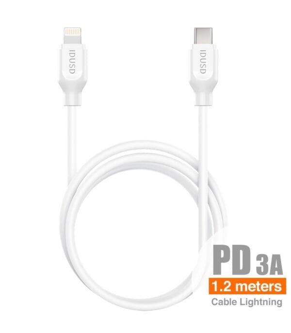 PD USB-C to Lightning PD Cable 1.2M 3A – Alta Velocidad Charging & Premium Performance (C32B)-Blanco