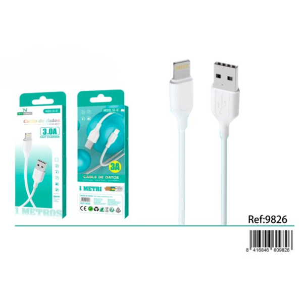📱⚡ Cable iPhone 3.0A 🔌 1M 📏 SE-01 ✅