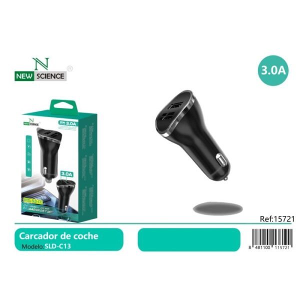 Car Adapter 3.0A/15W 2USB Model C13 (Negro) ⚡🚗🔋