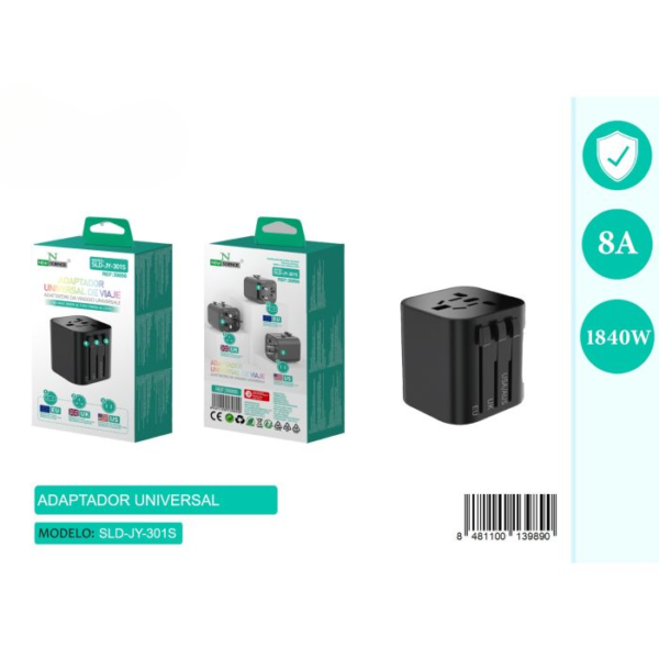 🔌🌍✈️ Universal Travel Adapter ⚡ EU/UK/USA ⚡ Model: JY-301S 🚀