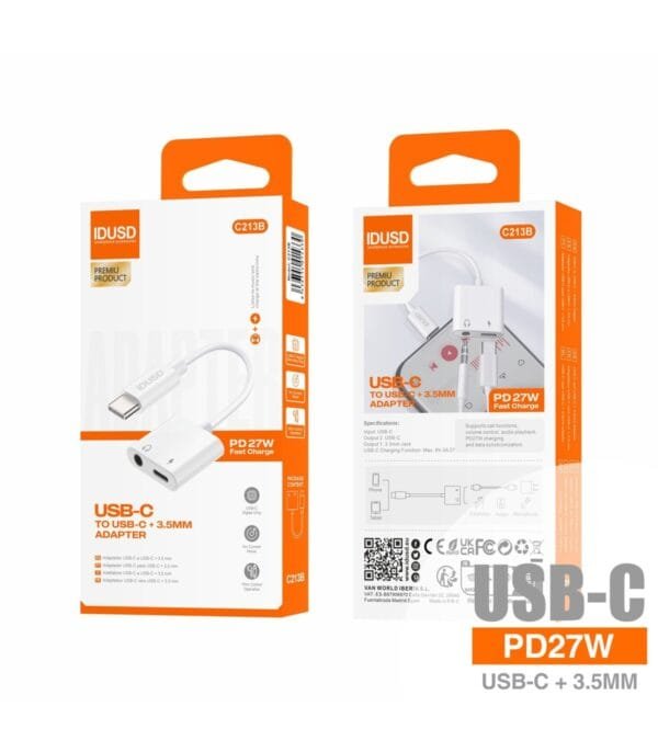 USB-C to USB-C + 3.5mm Adapter PD27W - C213B 🔌⚡🎧 - Imagen 5