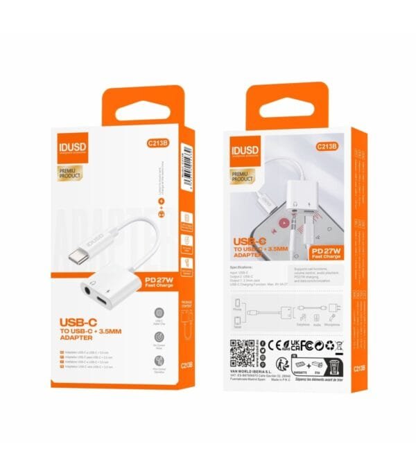 USB-C to USB-C + 3.5mm Adapter PD27W - C213B 🔌⚡🎧 - Imagen 2