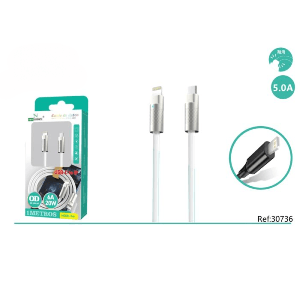 🔌⚡ Cable PD para iPhone 📱 6.0A ⚡ 20W 🔋 1M 📏 Model: T-6 🚀