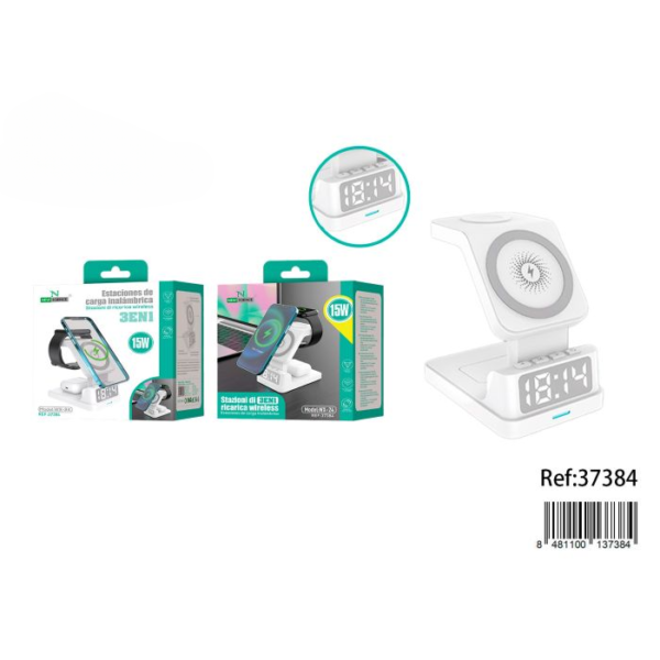 📱⚡🕒 3-in-1 Wireless Charging Station with Clock | Model: WX-24 🔌✨