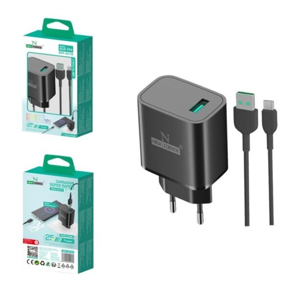 C🔌⚡ USB to Type-C Cargador 25W | Model: SLD-T73 📱🔋🚀 - Negro