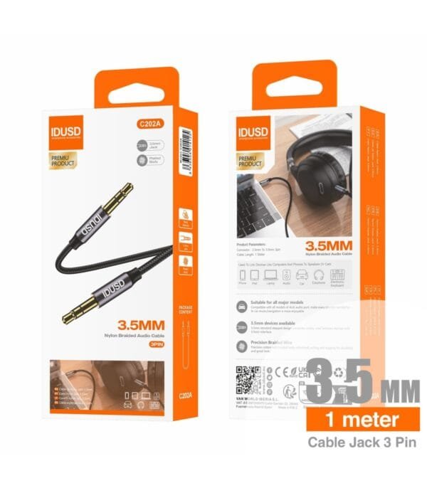 🎶 Audio Cable Nylon 3.5mm 3Pin M/M 1M - C202A 🎧🔊 - Imagen 5
