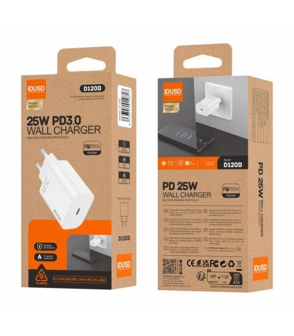 ⚡ Eco Cargador PD 25W | 🌍 Fast & Sustainable Charging – D120B-Blanco - Imagen 3