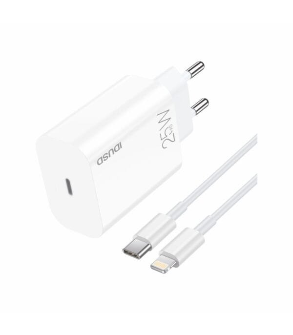 Eco PD Cargador 25W + PD Lightning Cable | 🌍 Fast & Sustainable Charging – D125B-Blanco