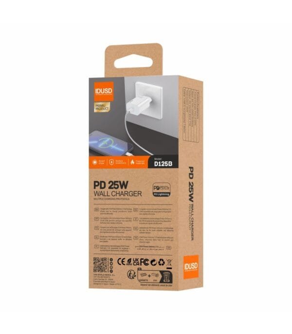 Eco PD Cargador 25W + PD Lightning Cable | 🌍 Fast & Sustainable Charging – D125B-Blanco - Imagen 5
