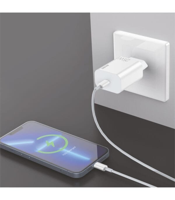 Eco PD Cargador 25W + PD Lightning Cable | 🌍 Fast & Sustainable Charging – D125B-Blanco - Imagen 6