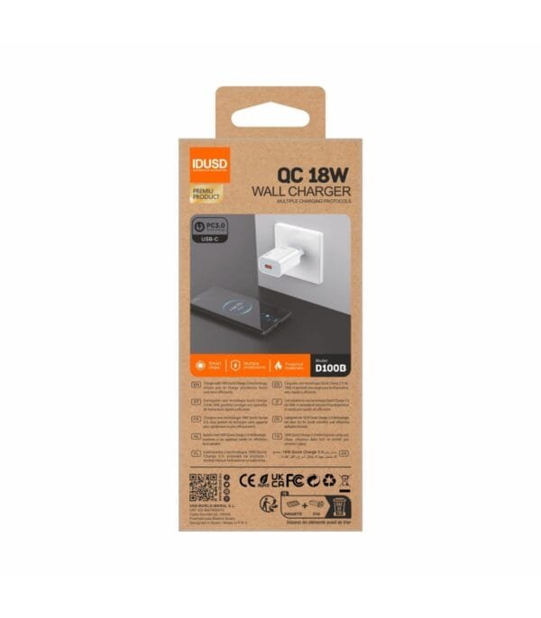 ⚡ Eco QC 18W Fast Cargador – D100B 🌱-Blanco - Imagen 4