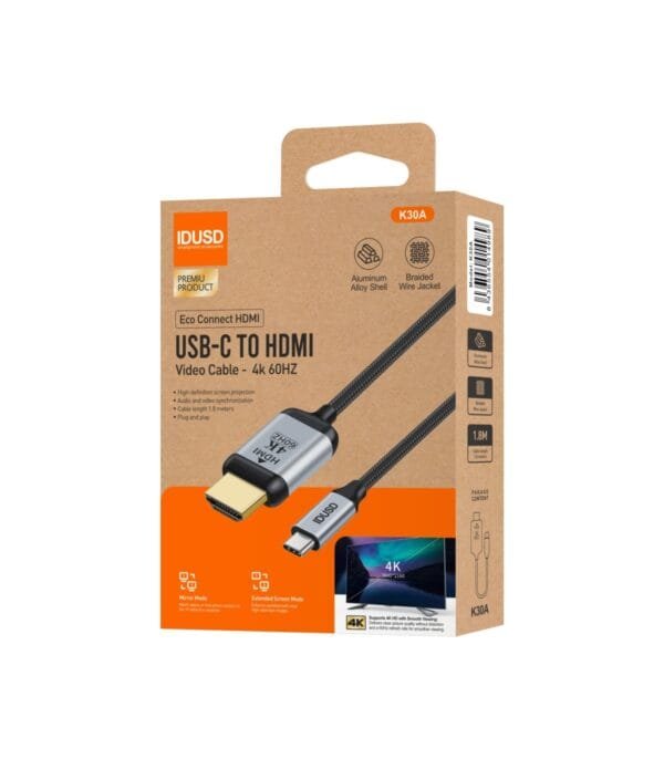 🔌 Cable USB-C to HDMI 1.8M - K30A 📺⚡ - Imagen 4