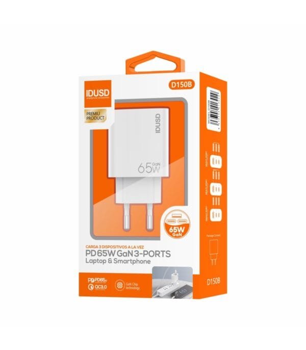 ⚡ GaN Cargador PD 65W 🔌⚙️ 3 Ports - D150B 🚀🔋 - Imagen 7