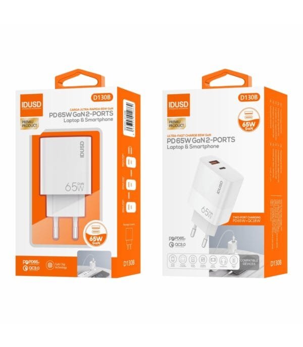 ⚡ GaN Cargador PD 65W 🔌 Dual Ports - D130B 🚀🔋 - Imagen 6