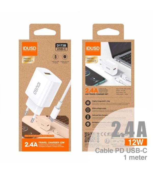 ⚡ ECO Cargador 2.4A + USB-C Cable 1M | 🌍 Sustainable & Carga Rápida – D173B - Imagen 3