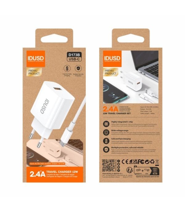 ⚡ ECO Cargador 2.4A + USB-C Cable 1M | 🌍 Sustainable & Carga Rápida – D173B - Imagen 6