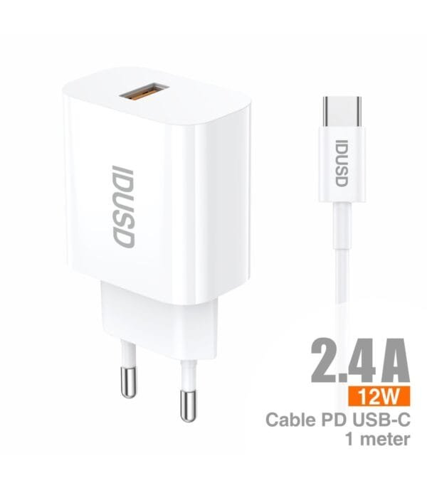 ⚡ ECO Cargador 2.4A + USB-C Cable 1M | 🌍 Sustainable & Carga Rápida – D173B