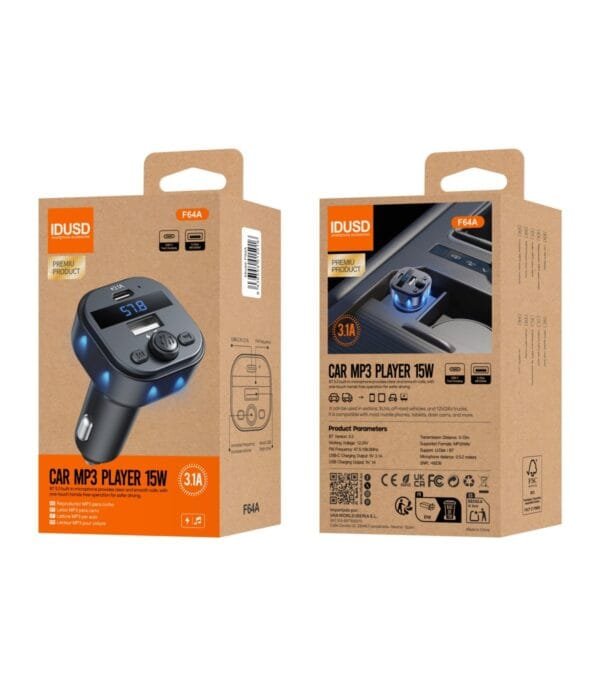 Eco Drive Connect Car MP3 Player with Bluetooth & Carga Rápida 15W-F64A-Negro 🚗🎶🔋 - Imagen 5