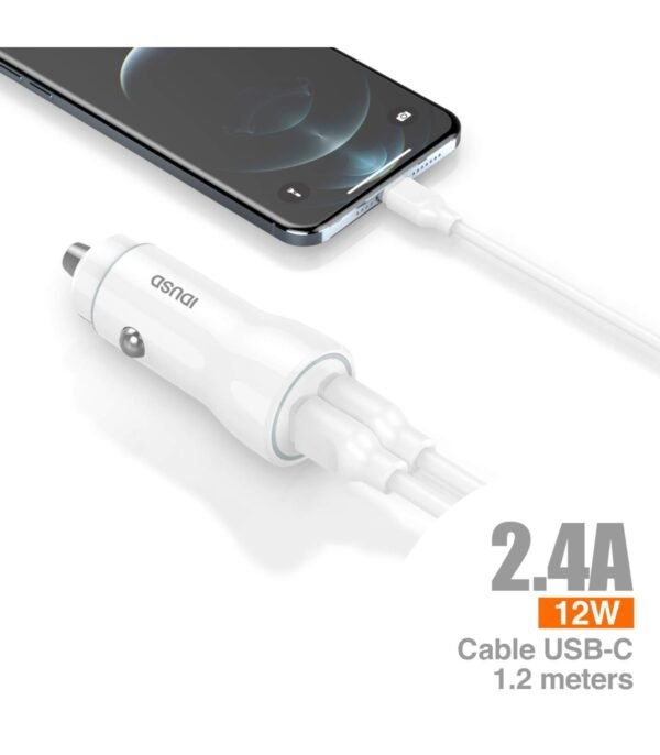 🚗 2-Port 2.4A Car Cargador + Type-C Cable – Fast & Reliable Charging (F23B) ⚡- - Imagen 3