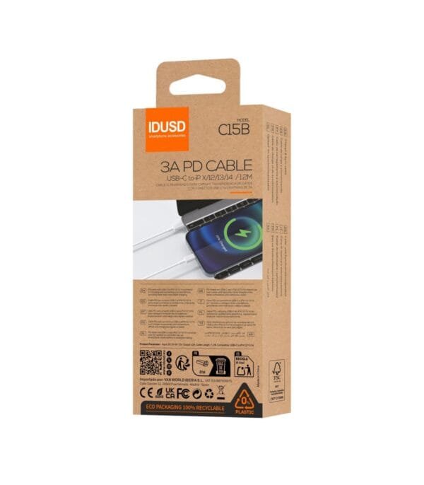 🌿 Eco Cable USB-C to Lightning PD 1.2M 3A - C32B – Sustainable, Fast Charging & Data Transfer 🔌⚡ - Imagen 3