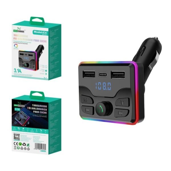 🚗🔊 3.1A Wireless FM Transmitter for Car 📻⚡ Model: C4 🚀