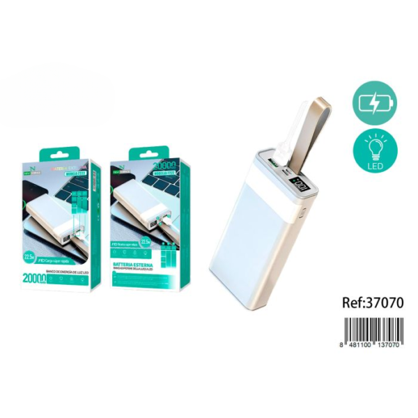 🔋💡 Power Bank with LED Light 20000mAh | Model: T222 📱🔌🚀