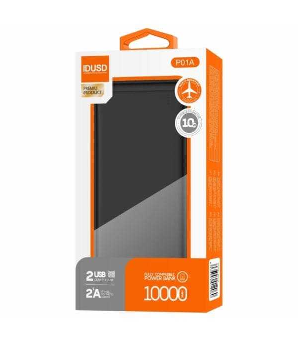 ⚡ Power Bank 10000mAh Dual USB – Fast Charging & Portable Energy – P01A 🔋-Black - Imagen 4