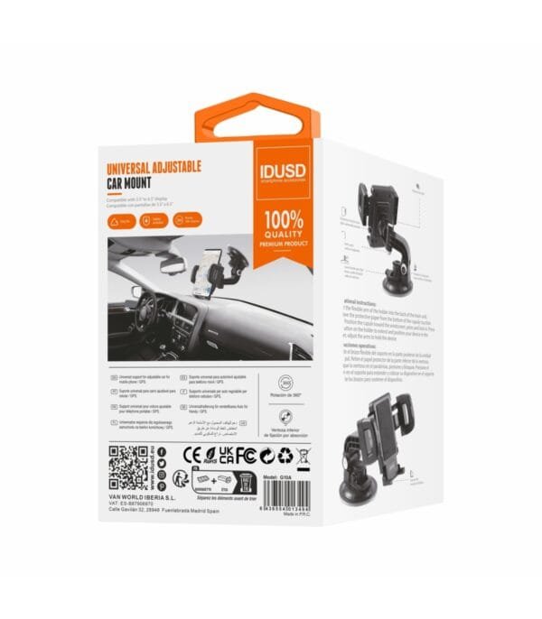 **Universal Car Mount for Phones Up to 6.5" – G10A | Adjustable, Secure, and Convenient**--Negro - Imagen 4