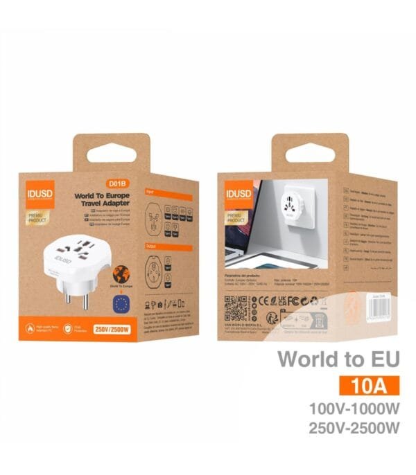 🌍 Universal Travel Adapter – Worldwide to Europe Plug Converter 🔌 D01B - Imagen 3