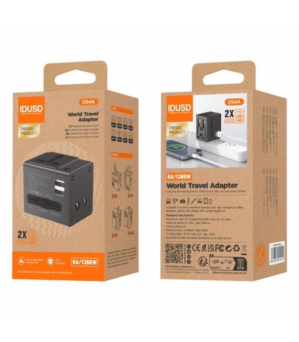 Universal World Travel Adapter – Global Compatibility for All Your Devices 🌍🔌 D04A-Negro - Imagen 6