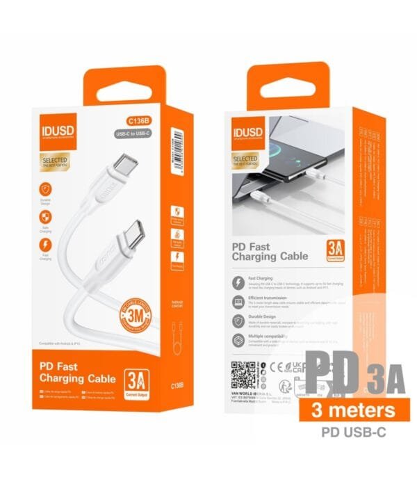 ⚡ Turbo USB-C to USB-C Cable 3M 3A - C136B 🔌🔗📱 - Imagen 5