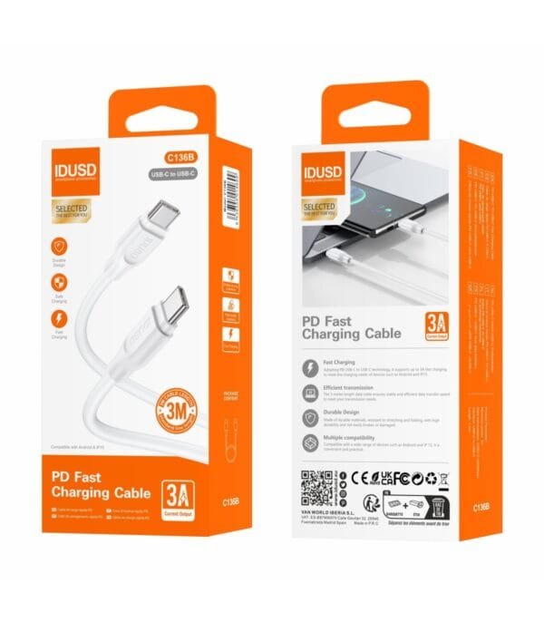 ⚡ Turbo USB-C to USB-C Cable 3M 3A - C136B 🔌🔗📱 - Imagen 2