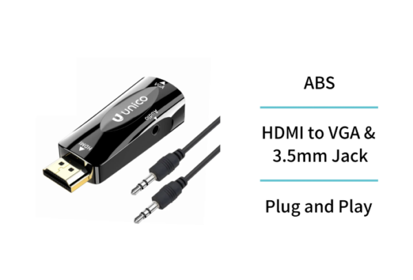 🔌✨ HDMI Male to VGA Female Adapter with 3.5mm Audio Jack & Power Port – Video + Audio Converter for Monitors, Projectors, and More-AD2682 - Imagen 4