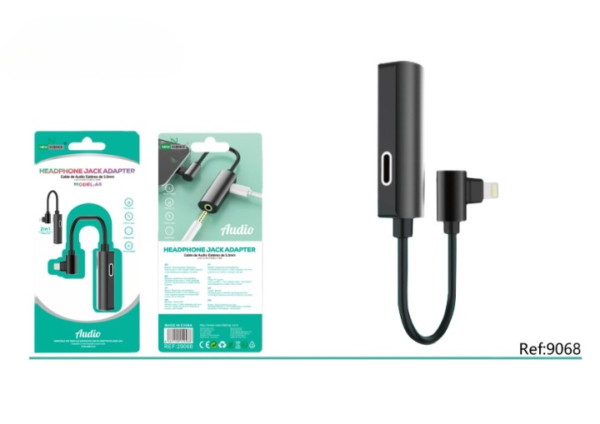 🎧 2-in-1 Audio Adapter – Jack to iPhone (Black) 🔌 Model A5