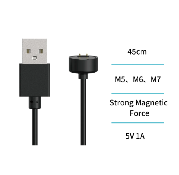 🔌 UNI Magnetic Cargador for Xiaomi Mi Band 5–7 – 45cm USB-A Cable – Compact & Portable ⚡-cb0310 - Imagen 3